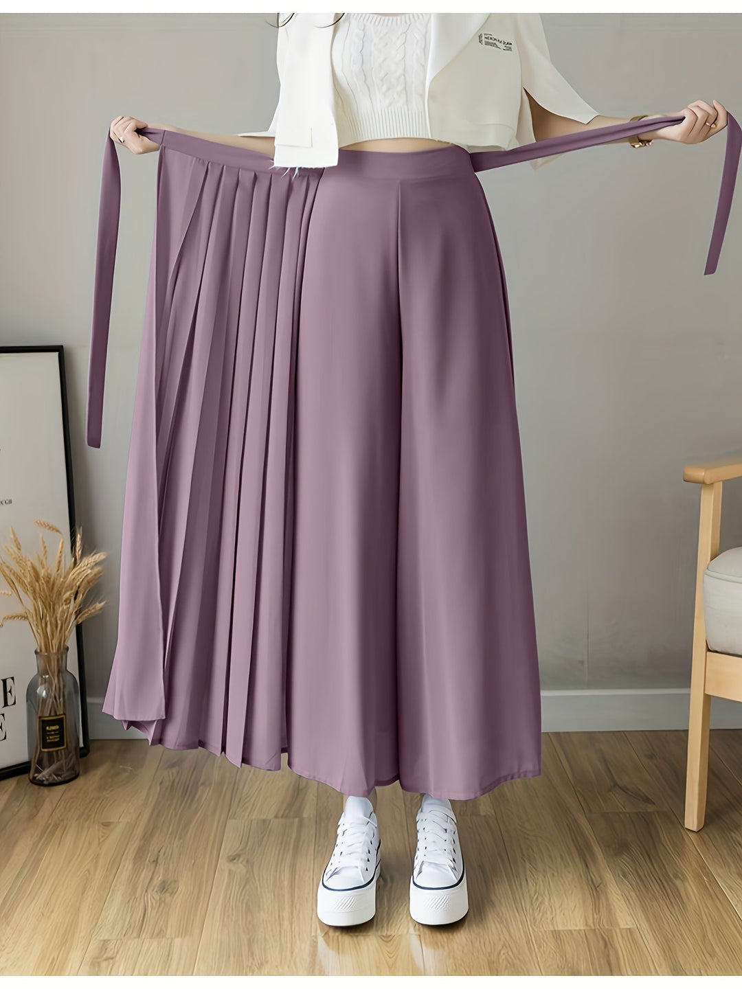Caexine | Wide Leg Trousers with Pleats and Elegant Cut
