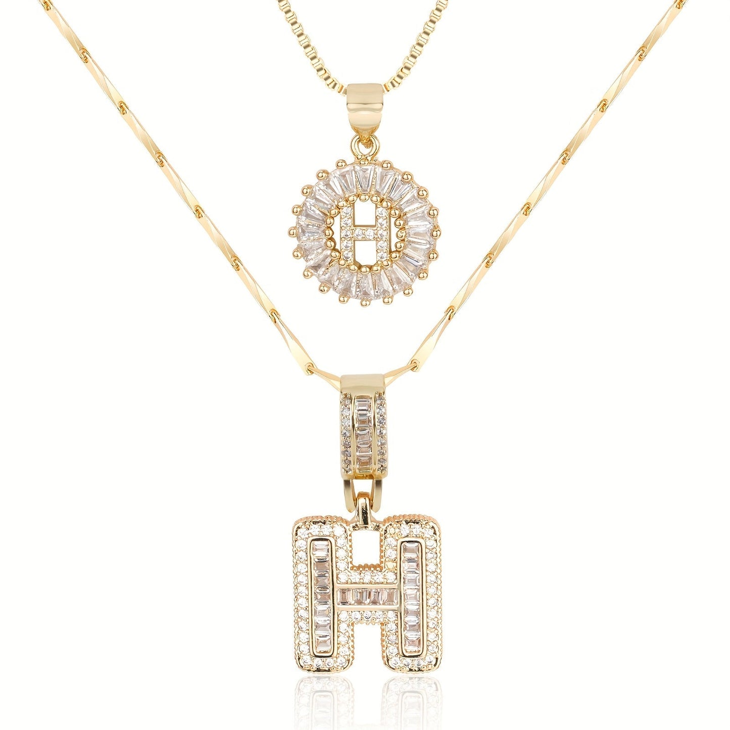 Primrose™ Initial Letter Necklaces with 14k Diamonds (2 pieces)