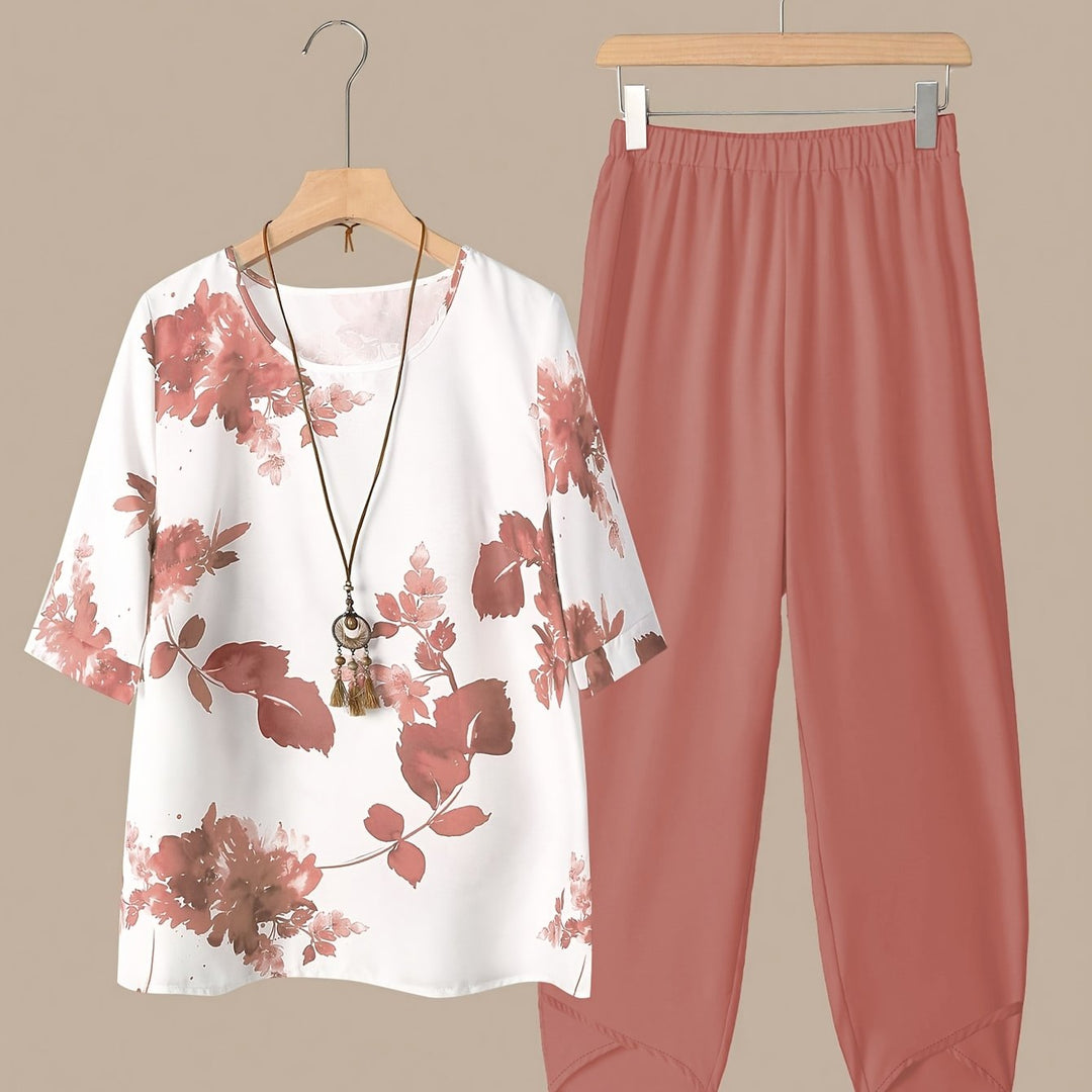 Fynley™ Printed Two-Piece Set with Comfortable Blouse and Pants