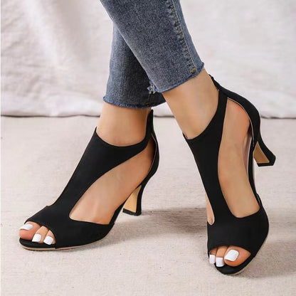 Alouettea™ Heeled Shoes with Side Cut-Out and Peep Toe