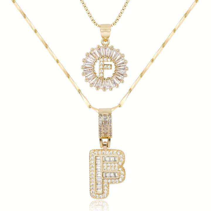 Primrose™ Initial Letter Necklaces with 14k Diamonds (2 pieces)