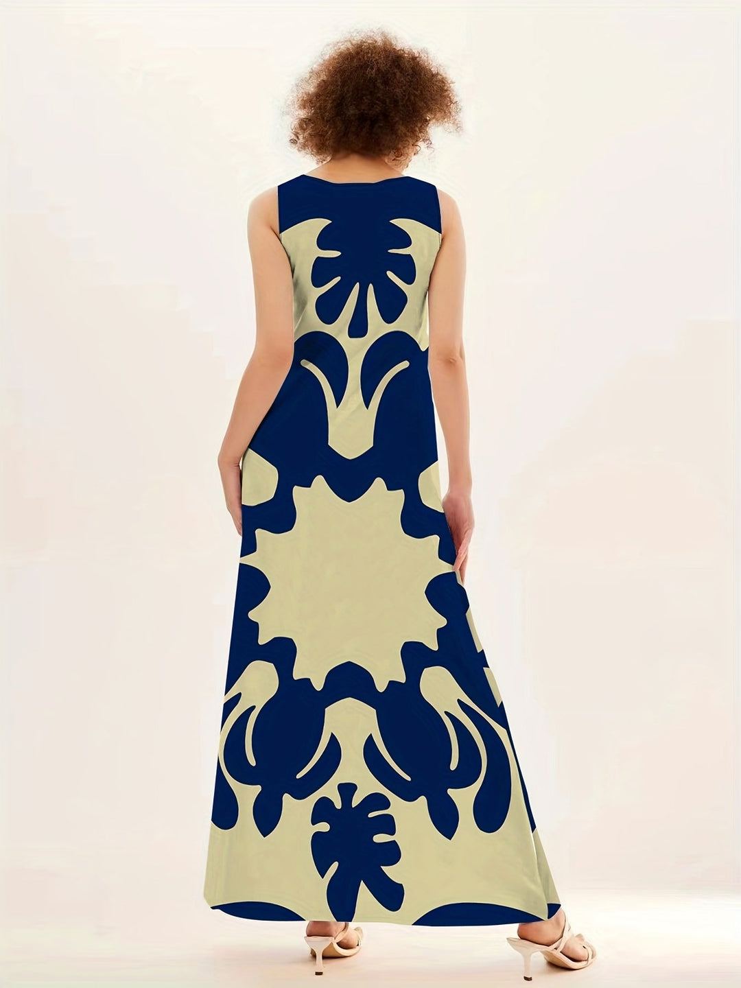 Giana™ Bohemian Printed Dress with V-Neck and Loose Fit
