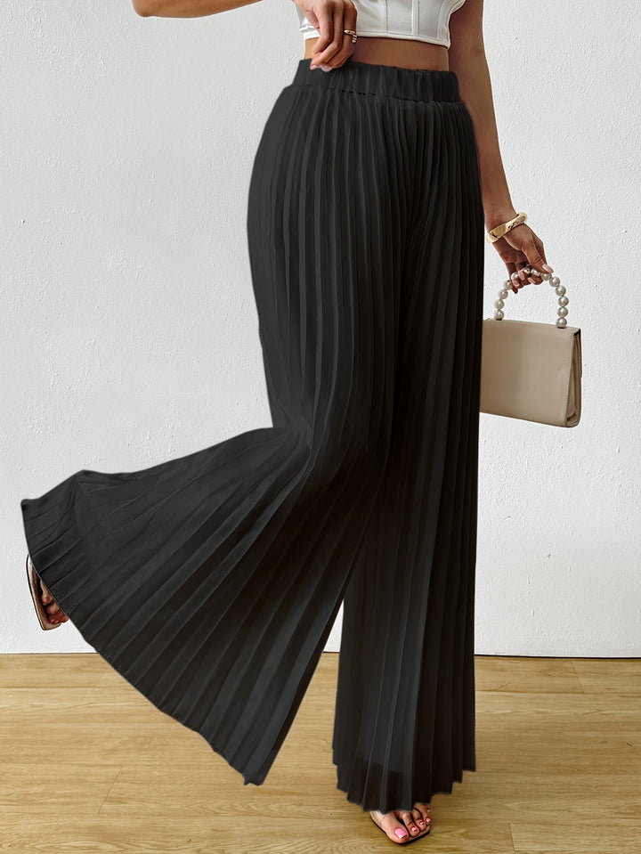 Uliquin | Pleated Wide-Leg Pants with Elastic Waist and Elegant Fall