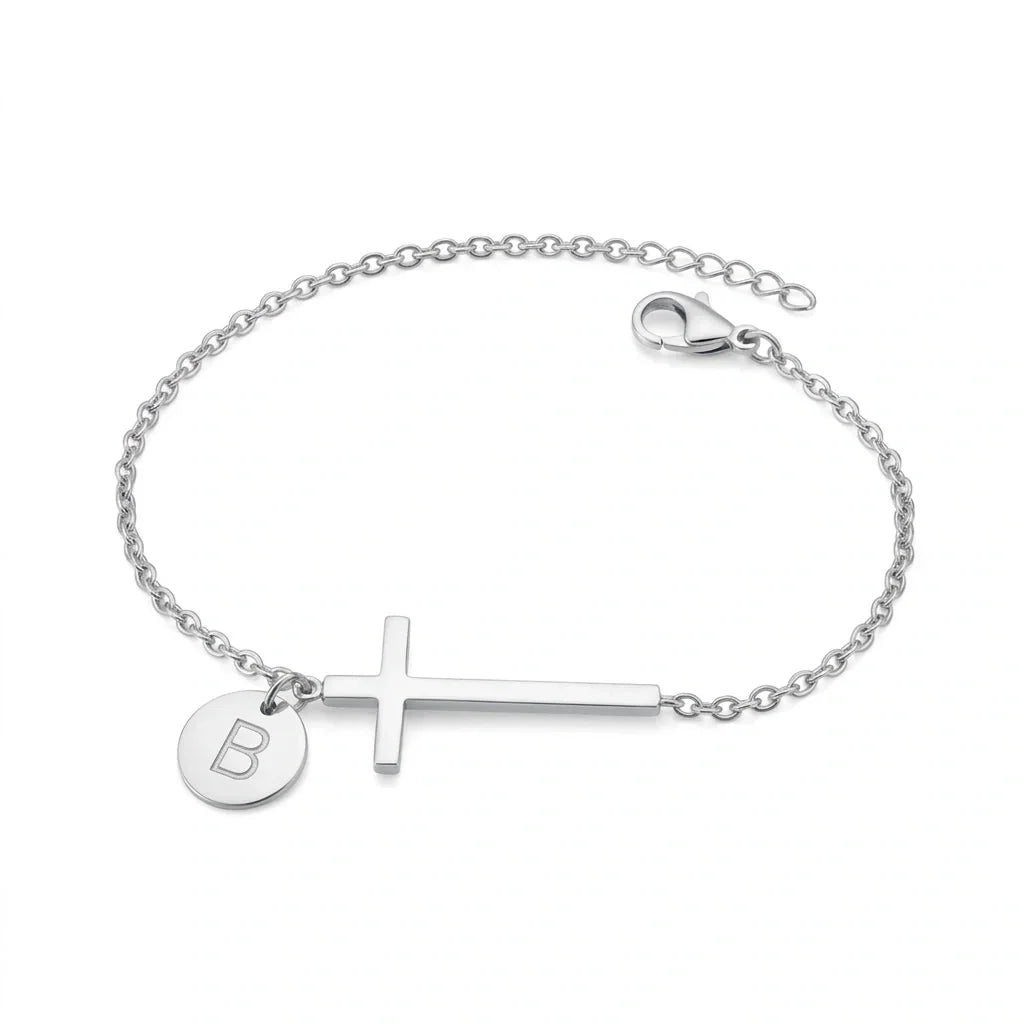 Elodryn™ Sacred Initial Bracelet – Customized Cross