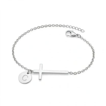 Elodryn™ Sacred Initial Bracelet – Customized Cross