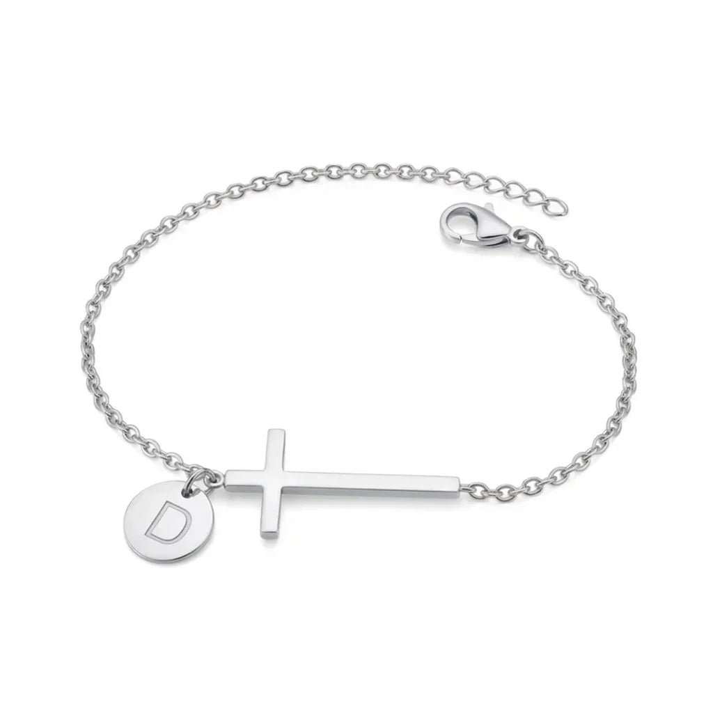 Elodryn™ Sacred Initial Bracelet – Customized Cross