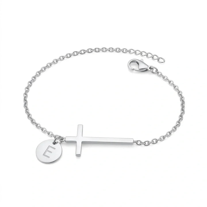 Elodryn™ Sacred Initial Bracelet – Customized Cross