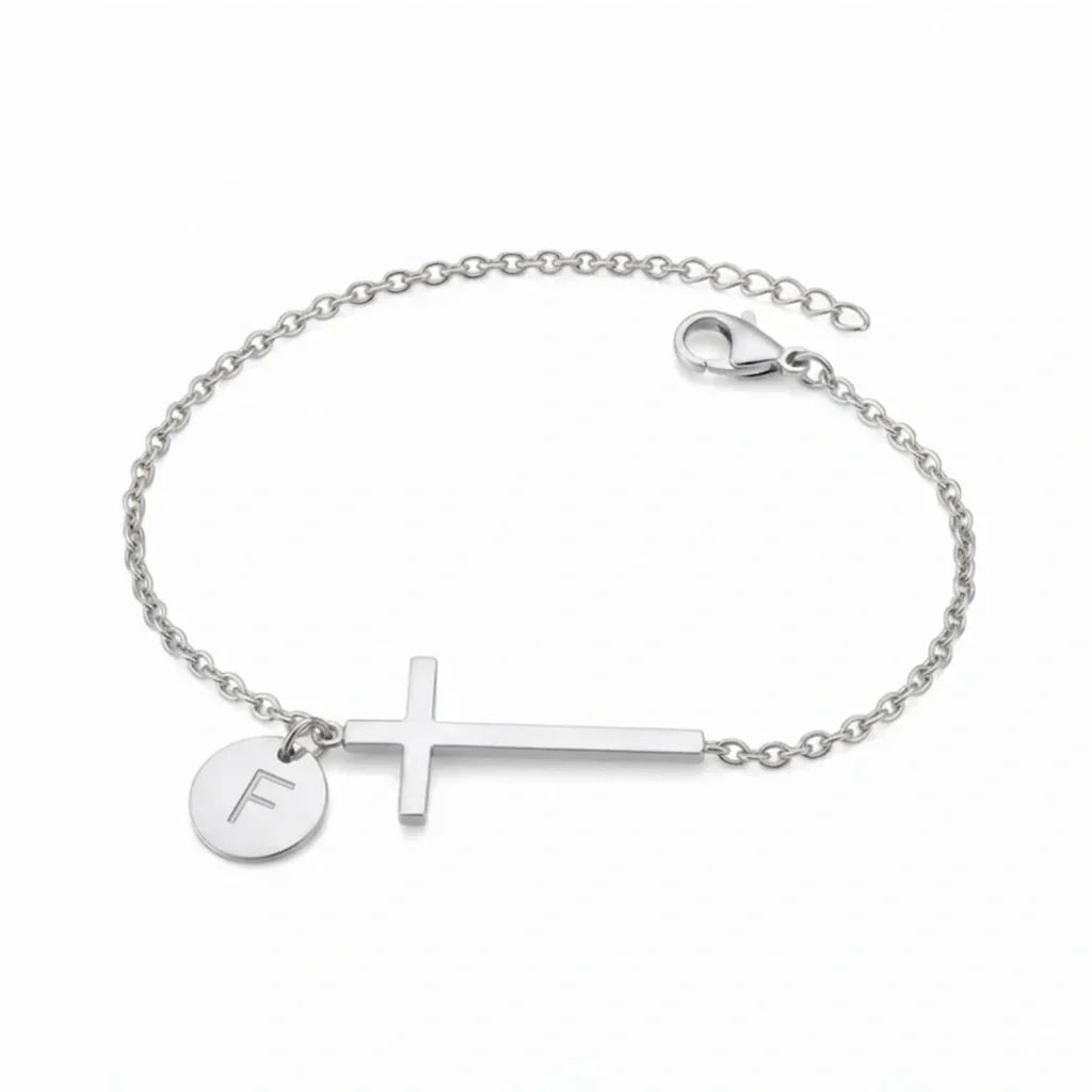 Elodryn™ Sacred Initial Bracelet – Customized Cross