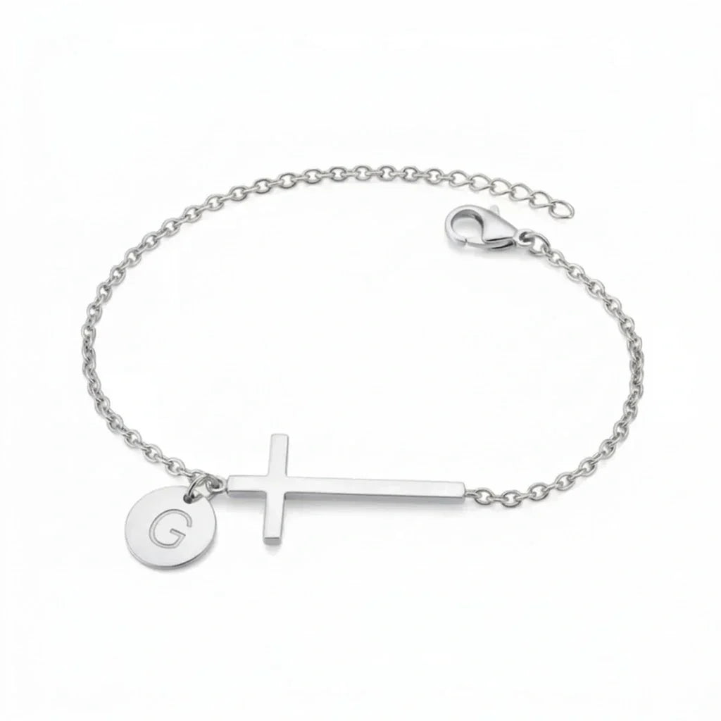 Elodryn™ Sacred Initial Bracelet – Customized Cross