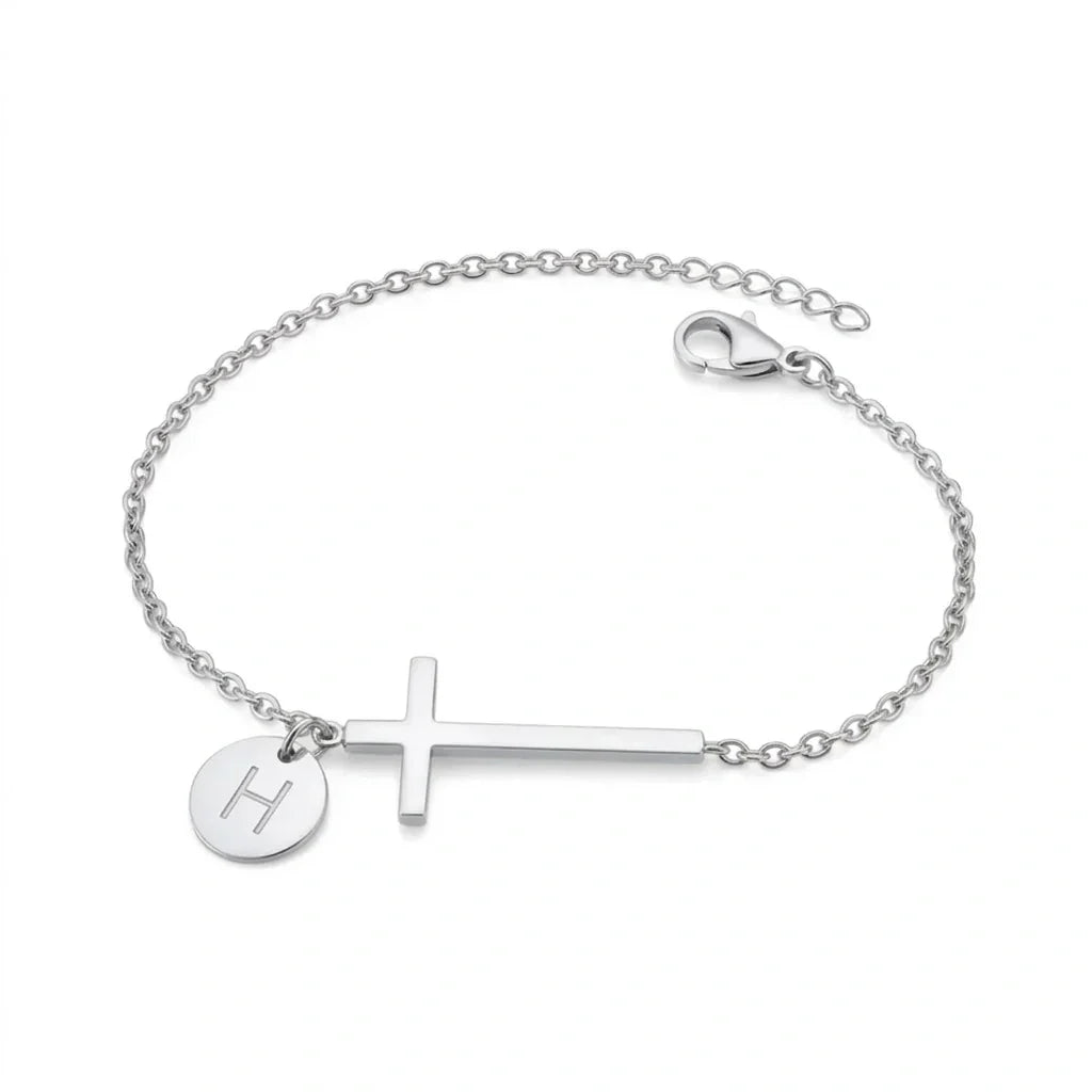 Elodryn™ Sacred Initial Bracelet – Customized Cross