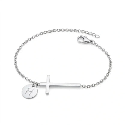 Elodryn™ Sacred Initial Bracelet – Customized Cross