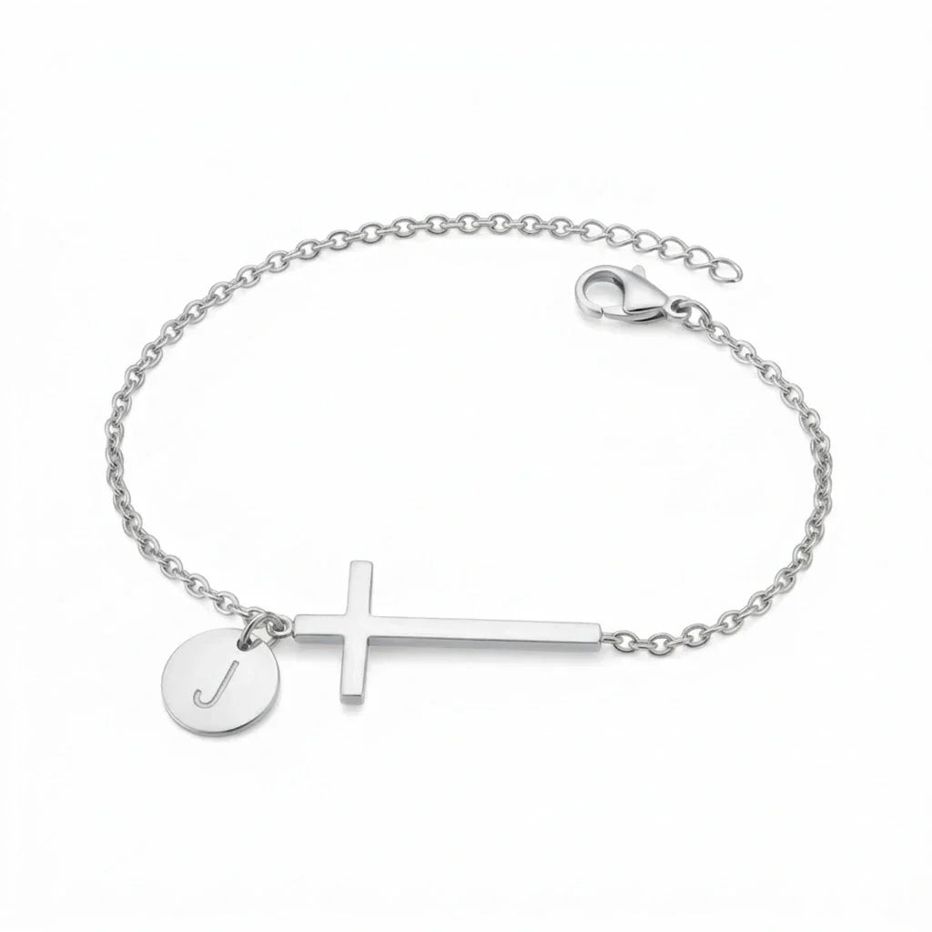 Elodryn™ Sacred Initial Bracelet – Customized Cross