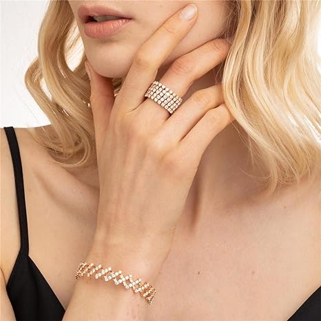 Carys™ Elegant Gold-Finished Ring and Bracelet Set