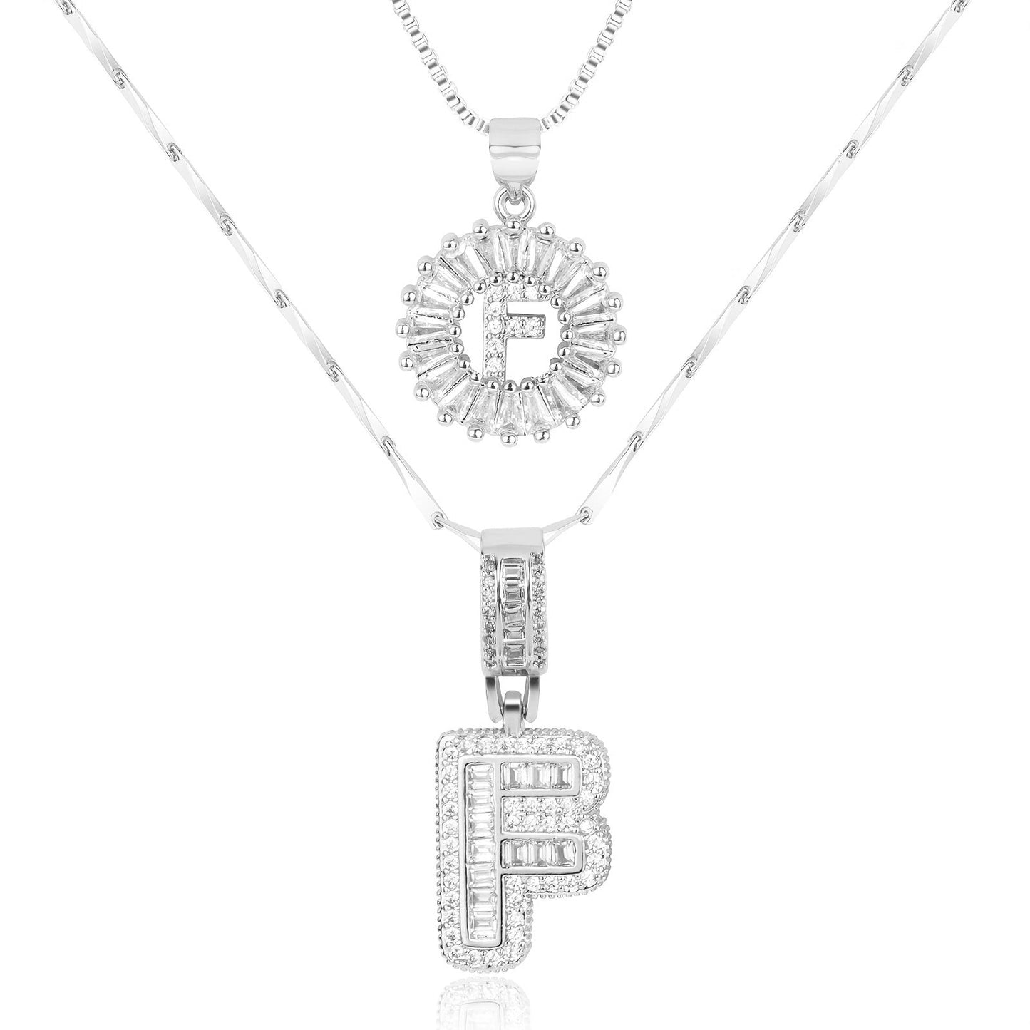 Primrose™ Initial Letter Necklaces with 14k Diamonds (2 pieces)