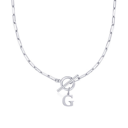 Ganelle™ Collar with Circular Lock Closure and Initial in Paperclip Shape