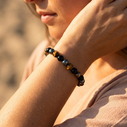 Caryra™ "3 Protections" Bracelet in Tiger Eye, Hematite, and Black Obsidian