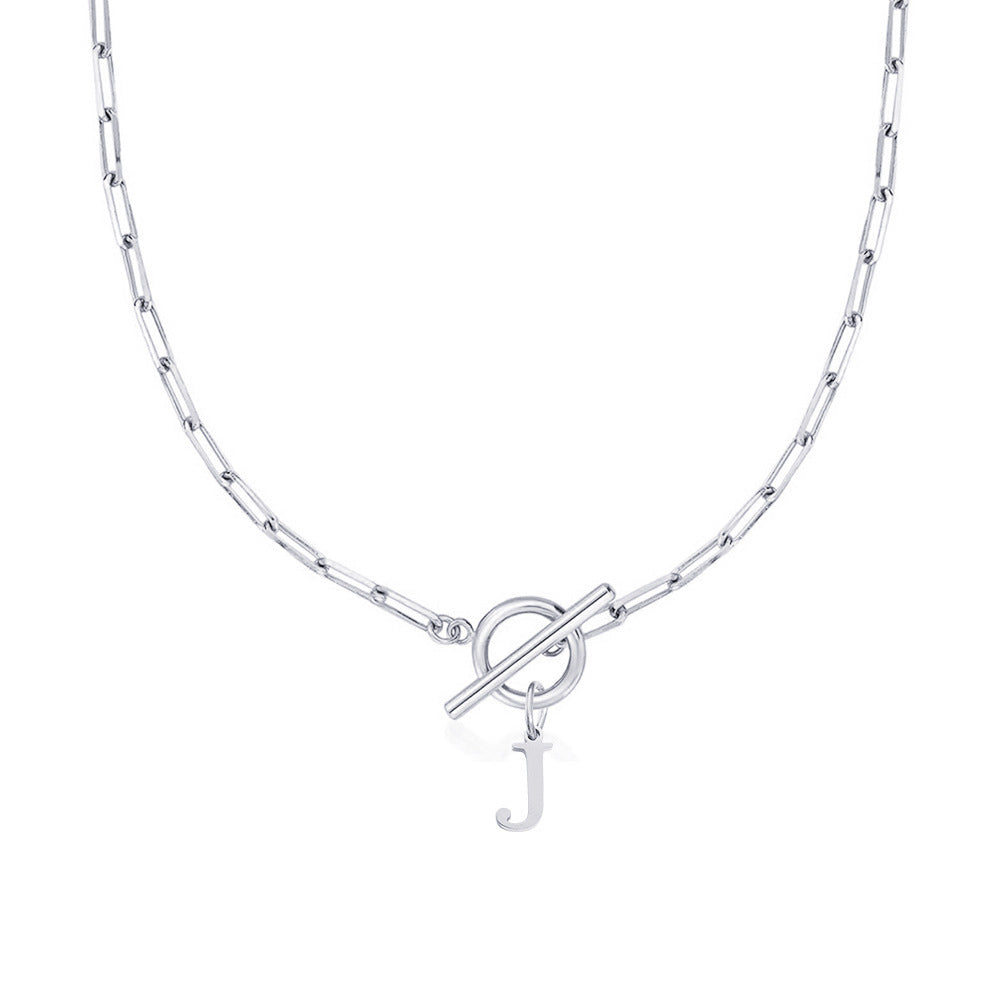 Ganelle™ Collar with Circular Lock Closure and Initial in Paperclip Shape
