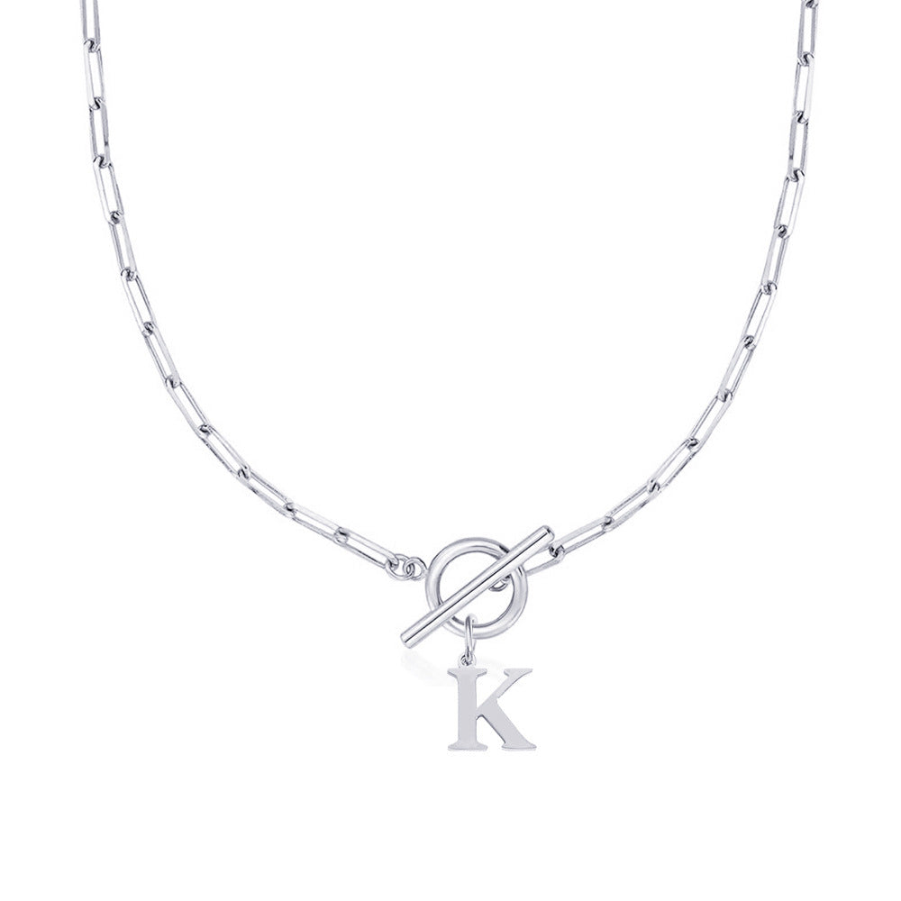 Ganelle™ Collar with Circular Lock Closure and Initial in Paperclip Shape