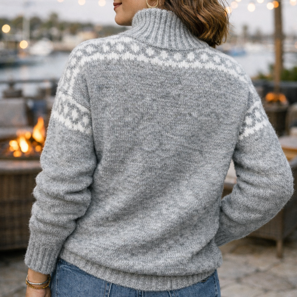 Koreli™ Cozy Sweater with Decorative High Neck