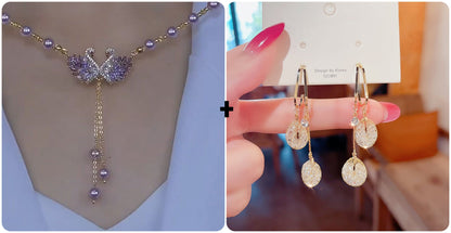 Winslow™ Double Swan Pendant Necklace in Purple