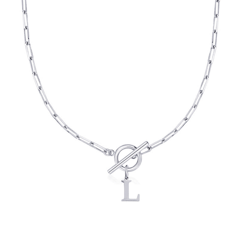 Ganelle™ Collar with Circular Lock Closure and Initial in Paperclip Shape