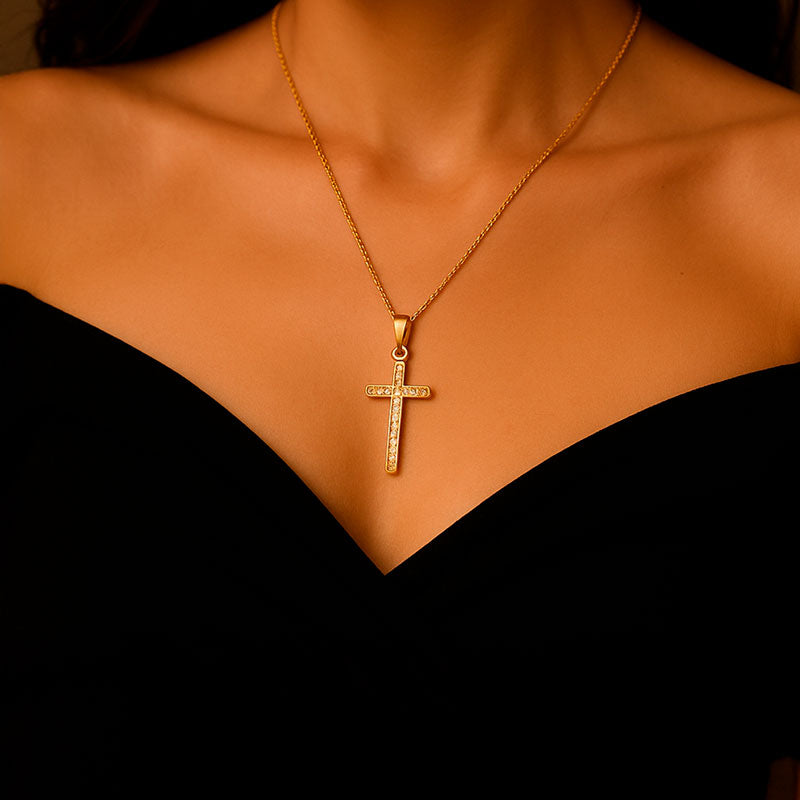 Delphine™ Minimalist Gold Finished Cross Necklace