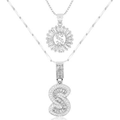 Primrose™ Initial Letter Necklaces with 14k Diamonds (2 pieces)