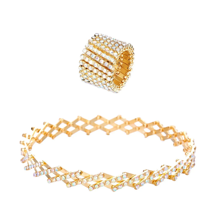 Carys™ Elegant Gold-Finished Ring and Bracelet Set