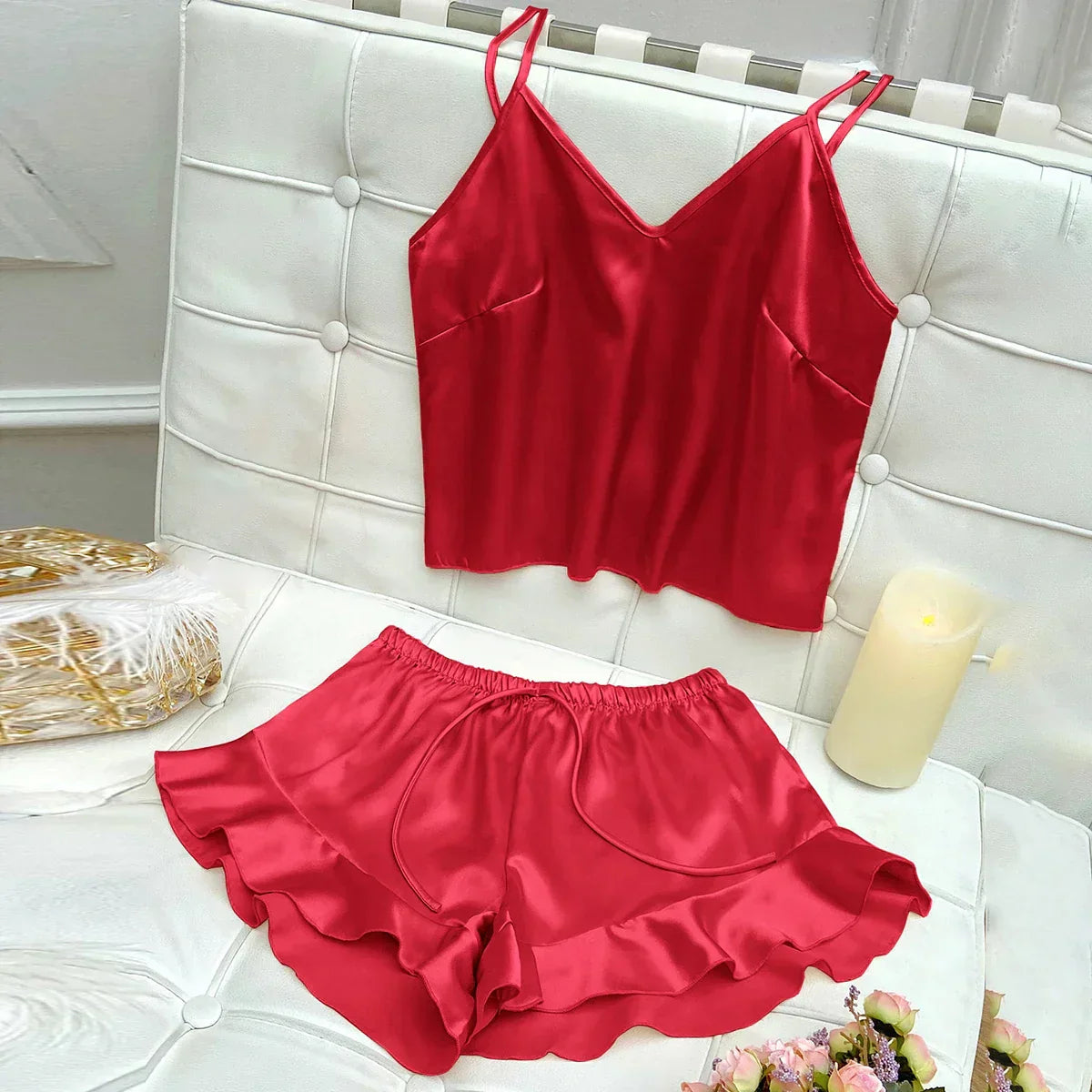 Jessa™ Complete Pajama Set with Satin Top and Shorts