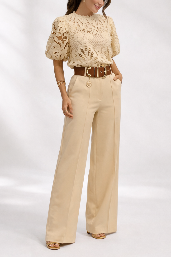 Sireva™ Elegant Set of Blouse and Pants with Flowing Fall