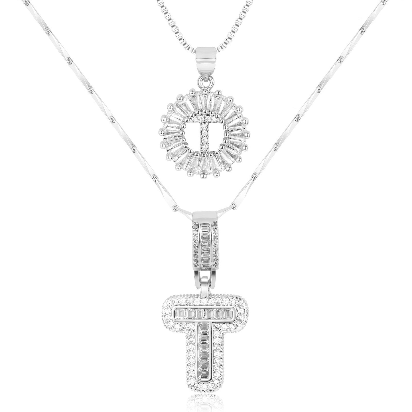 Primrose™ Initial Letter Necklaces with 14k Diamonds (2 pieces)