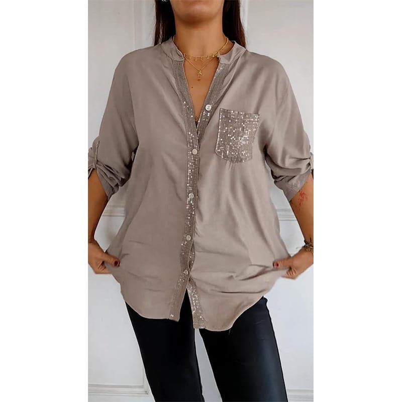 Hadley™ Top Casual Patchwork with Shiny Sequins
