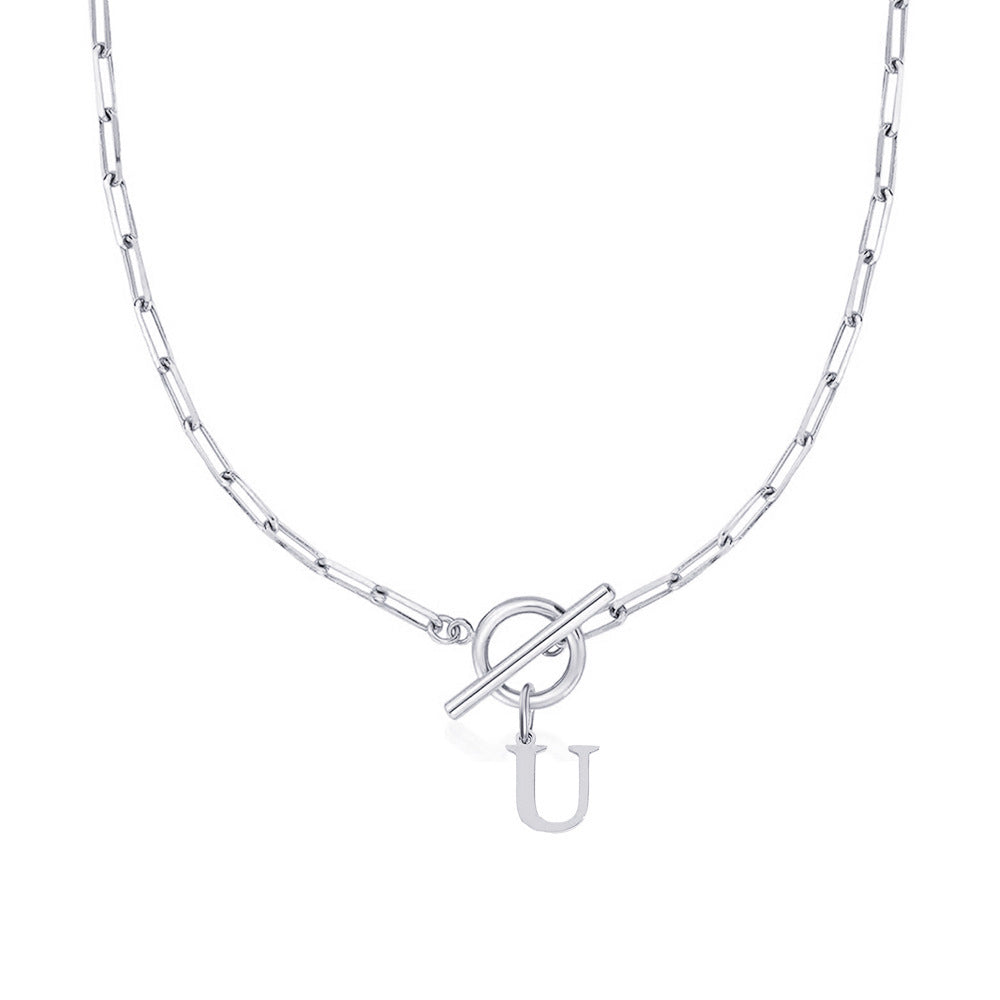 Ganelle™ Collar with Circular Lock Closure and Initial in Paperclip Shape