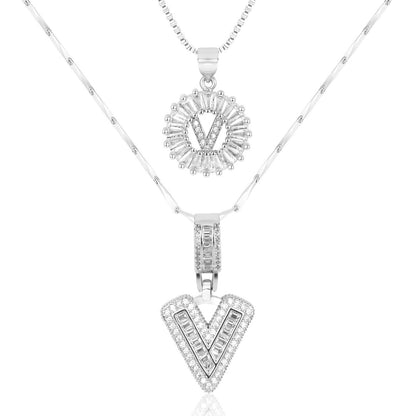 Primrose™ Initial Letter Necklaces with 14k Diamonds (2 pieces)