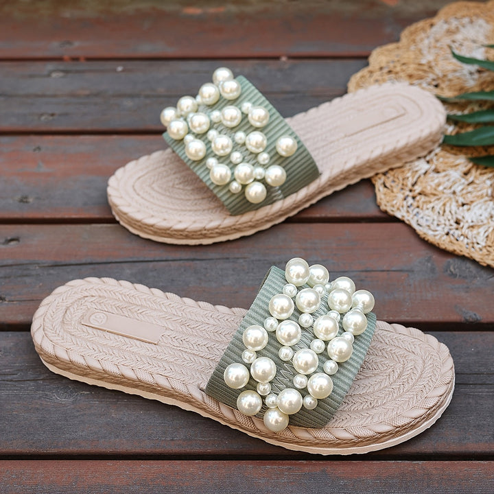 Fruxith | Flat Sandals with Decorative Pearls and Maximum Comfort