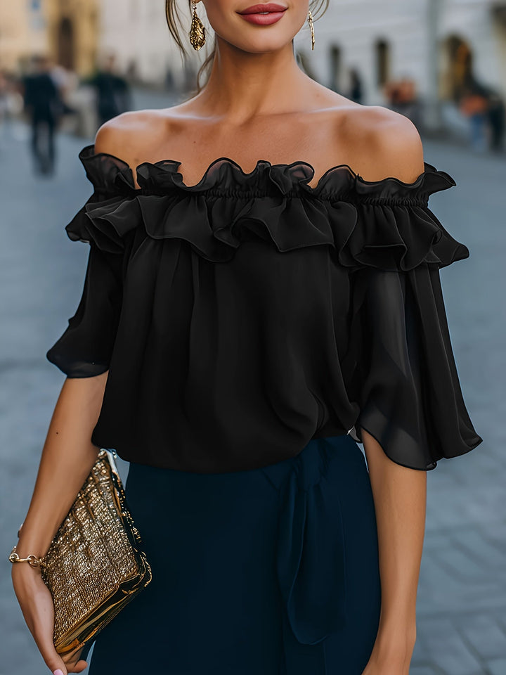 Bruvelle | Elegant Off-Shoulder Blouse with Short Sleeves