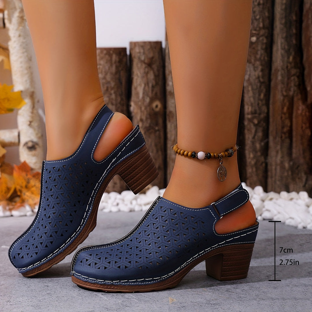 Korae™ Heeled Sandals with Adjustable Straps and Cut-Out Design