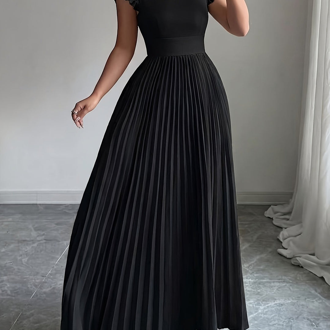 Oxeris | Long Floral Dress with Pleats and Timeless Elegance