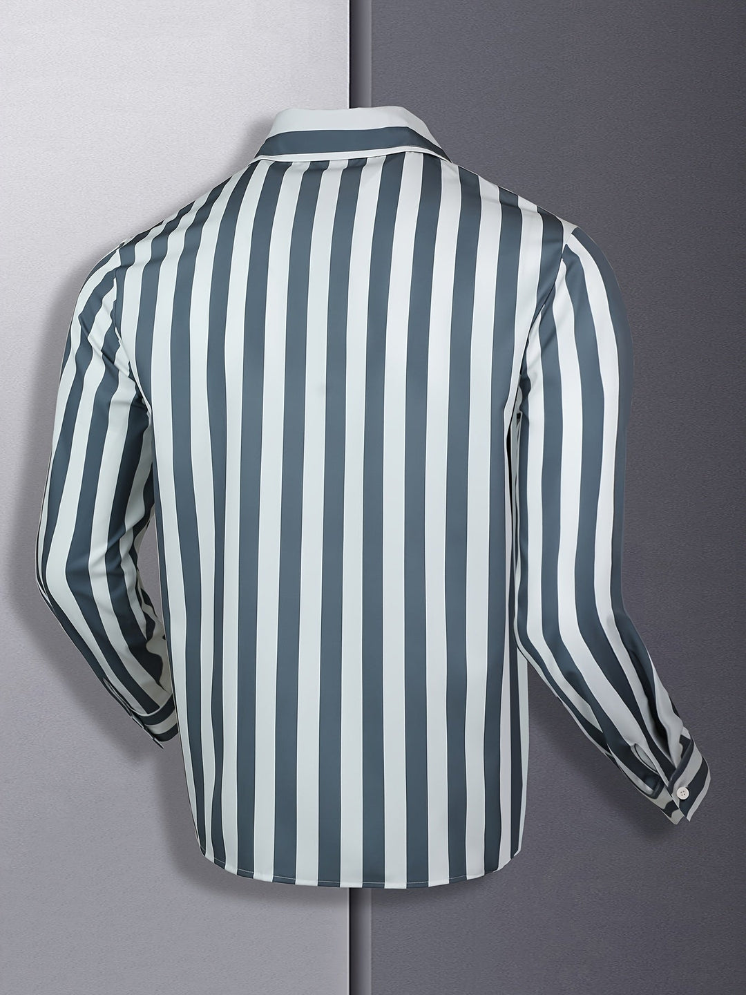 Kervik™ Long Sleeve Tropical Shirt for Men with Stripes and Classic Collar