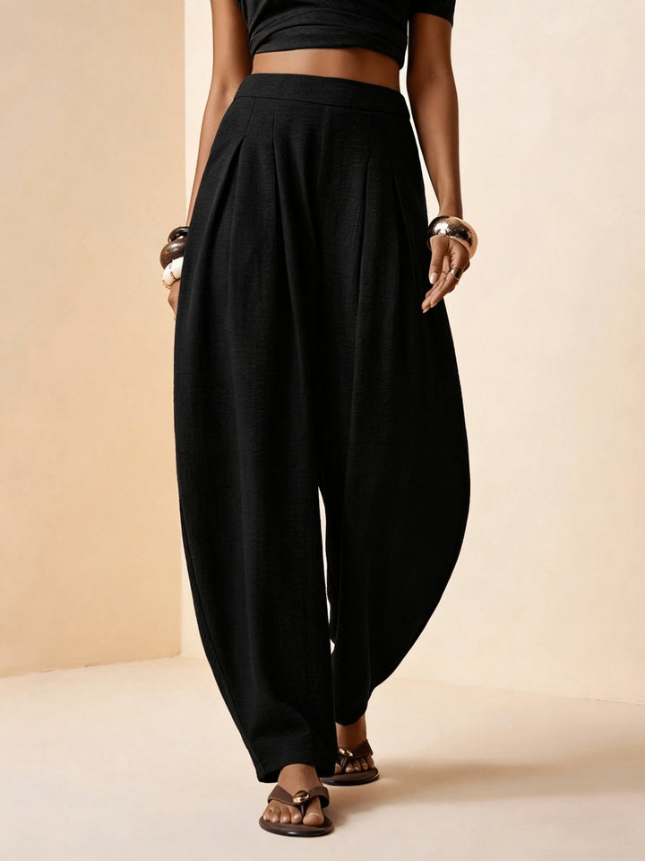 Droveaux | Elegant Straight Pants with Elastic Waist and Pleats