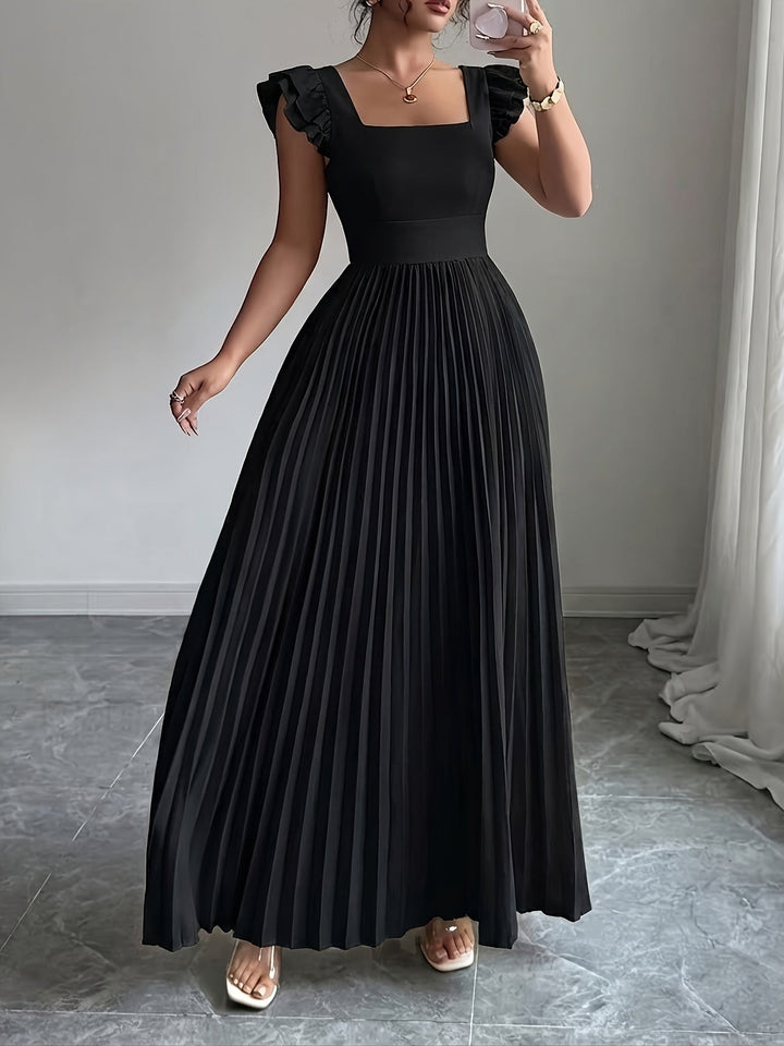 Oxeris | Long Floral Dress with Pleats and Timeless Elegance