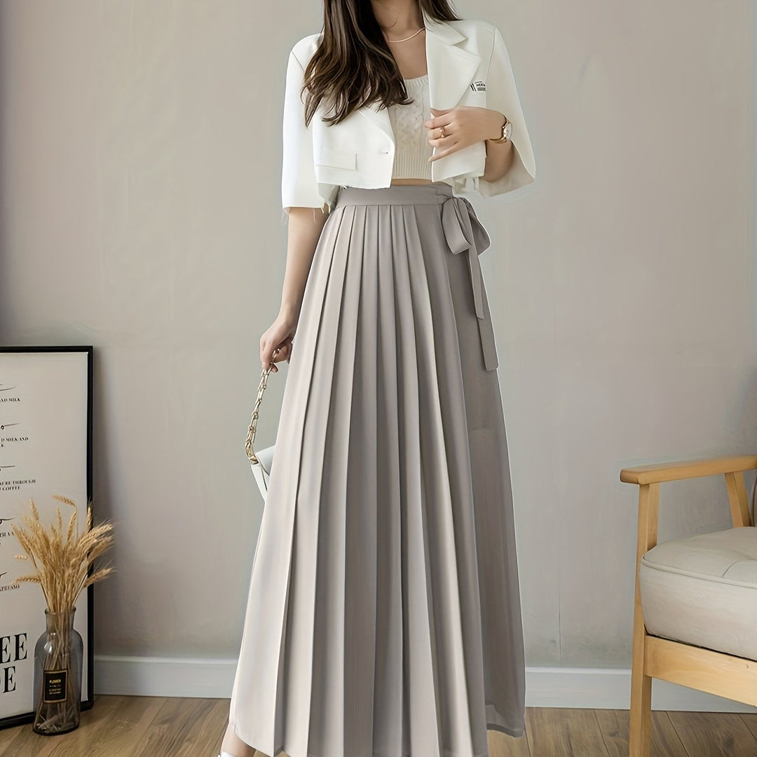 Caexine | Wide Leg Trousers with Pleats and Elegant Cut