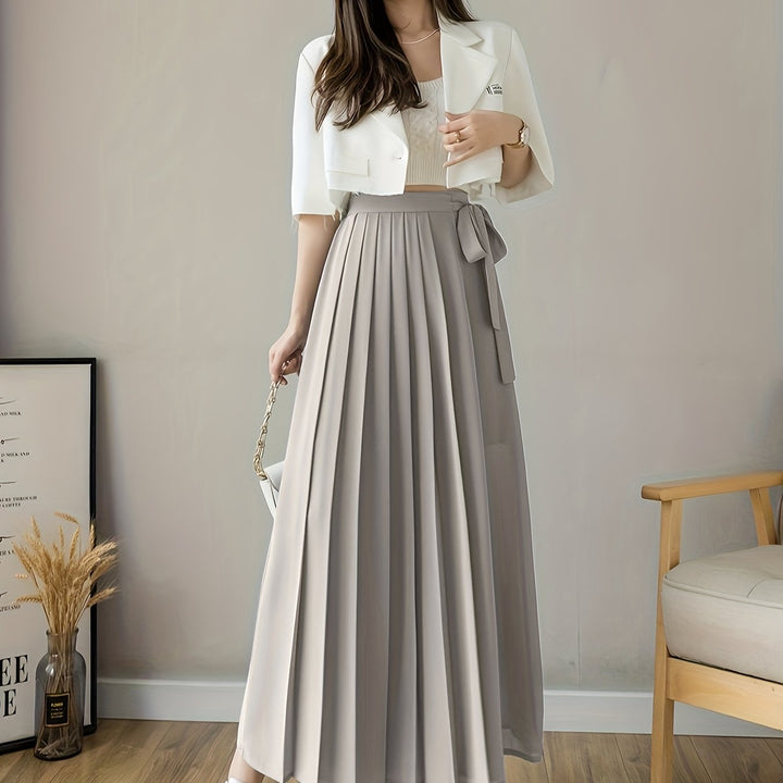 Caexine | Wide Leg Trousers with Pleats and Elegant Cut