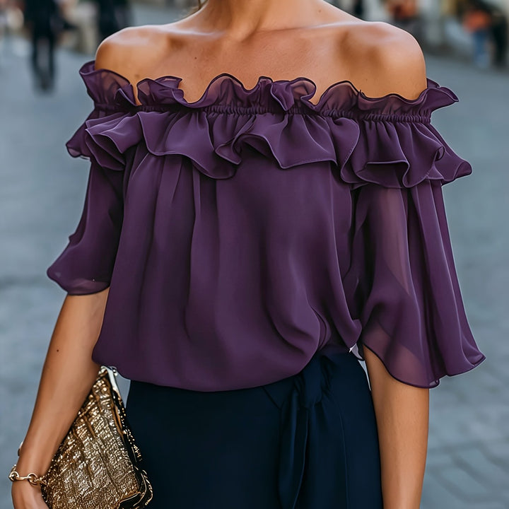 Bruvelle | Elegant Off-Shoulder Blouse with Short Sleeves