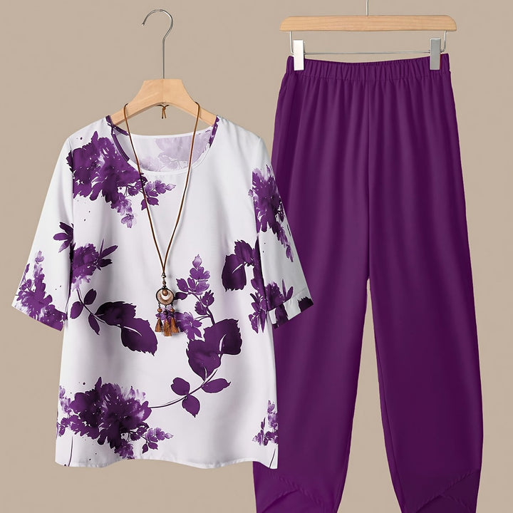 Fynley™ Printed Two-Piece Set with Comfortable Blouse and Pants