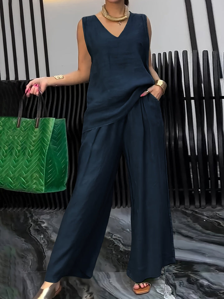 Kalia™ Casual Two-Piece Set with Sleeveless Top and Wide Leg Pants