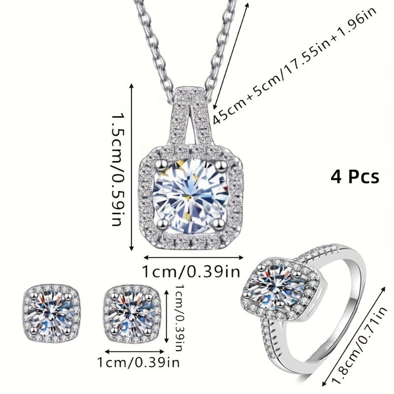 Elkie™ Elegant Sparkling Jewelry Set with Necklace, Ring, and Earrings