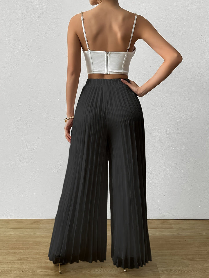 Uliquin | Pleated Wide-Leg Pants with Elastic Waist and Elegant Fall