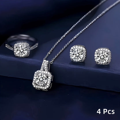 Elkie™ Elegant Sparkling Jewelry Set with Necklace, Ring, and Earrings