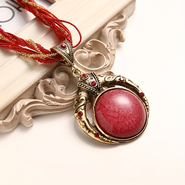 Jora™ Bohemian Necklace with Green Marble Stone Pendant